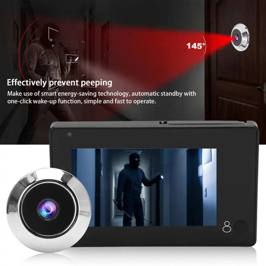 Digital Door Viewer Video Doorbell Smart Wireless 4.3in TFT Color Screen 145 ultra-wide angle for Home Hotel Apartment | Безопасность и