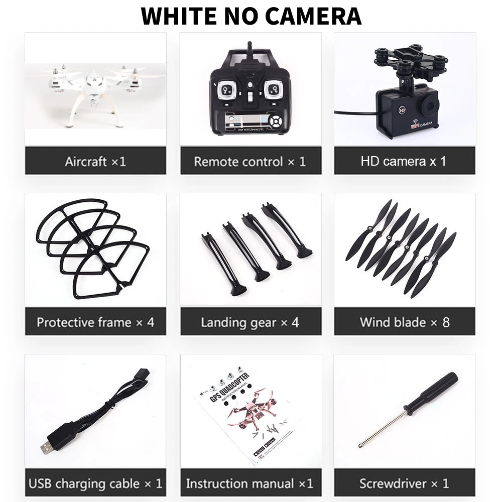 white no camera X9 профессиональная широкоугольная камера Дрон 1080p HD gps WiFi FPV щетка Пропеллер для мотора длинная батарея воздушный Дрон на ру Квадрокоптер - Цвет: white no camera