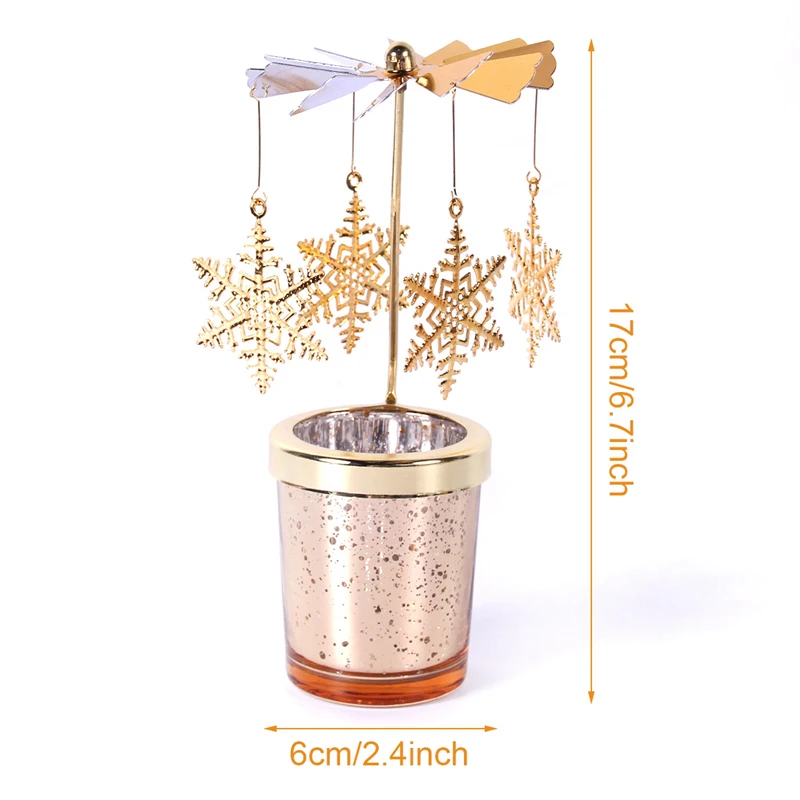 Золотой металлический подсвечник с Рождеством Декор стола для дома вращающийся
