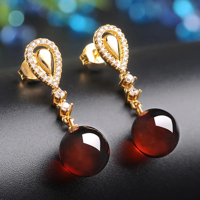 

18K Rose Gold Earrings for Women CGenuine Ruby Jewelry Wedding Anniversary Christmas Gift Anillos Mujer womens earrings