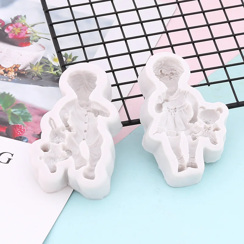 3D симпатичная маленькая девочка мальчик искусственная помадка Шоколад Конфеты