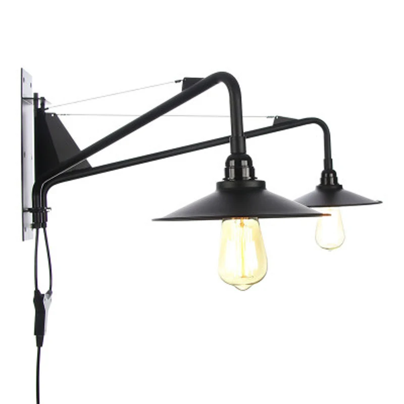 

Black vintage loft industrial retro wall lamp French designer rotating lampstand wall lamp for home decoration