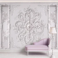custom photo murals european 3d relief plaster carving white wallpaper for wall ceiling bedroom living room decoration non woven