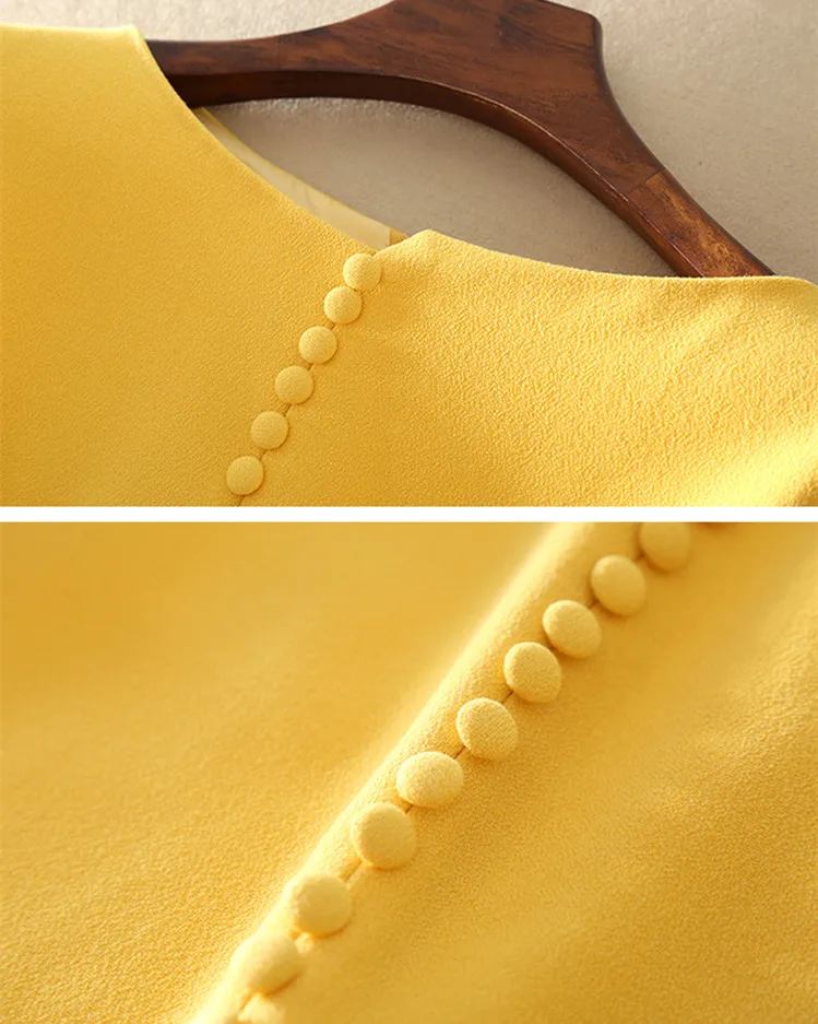 

Business Chic Women Dress Fashion Elegant Office Lady Midi Pendil Dresses Female Yellow High Quality Formal Work Wear Plus Size