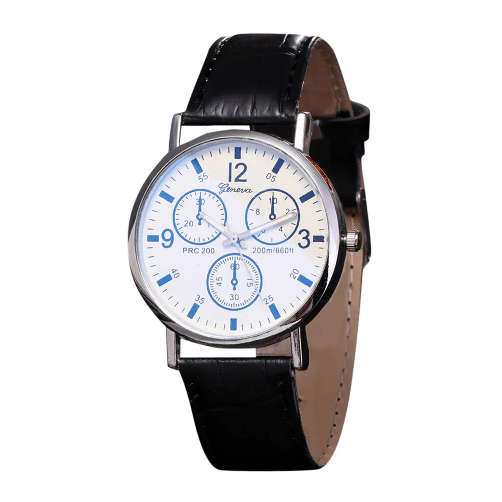 

Quartz Watches Leather Wristwatch Men Blu Ray Glass Watch Neutral Quartz Simulates The Wrist Watch Fashion Relogio Masculino