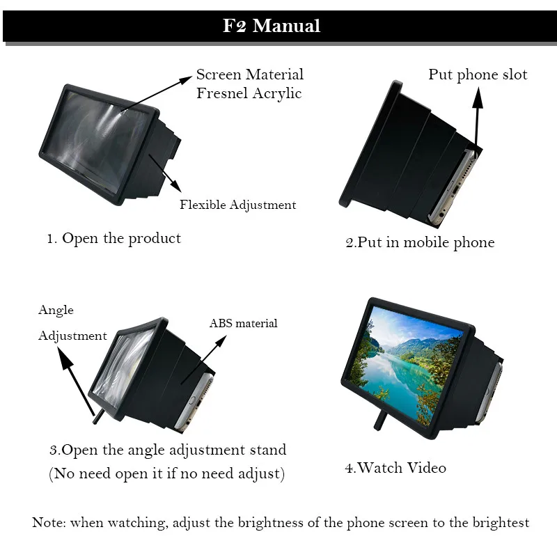 Новейший 3D телефон экран видео лупа смартфон усилитель 8 дюймов мобильный