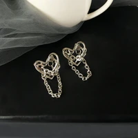 heart shape hollow earrings niche design of tassel chain irregular earrings elegant simple fairy ear jewelry custom gift friend