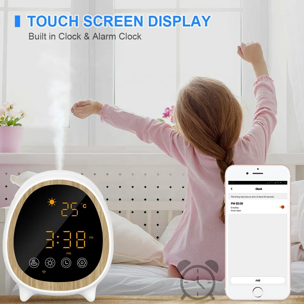 

Unique products to sell 2020 new novel Tuya wifi weather clock smart aroma diffuser