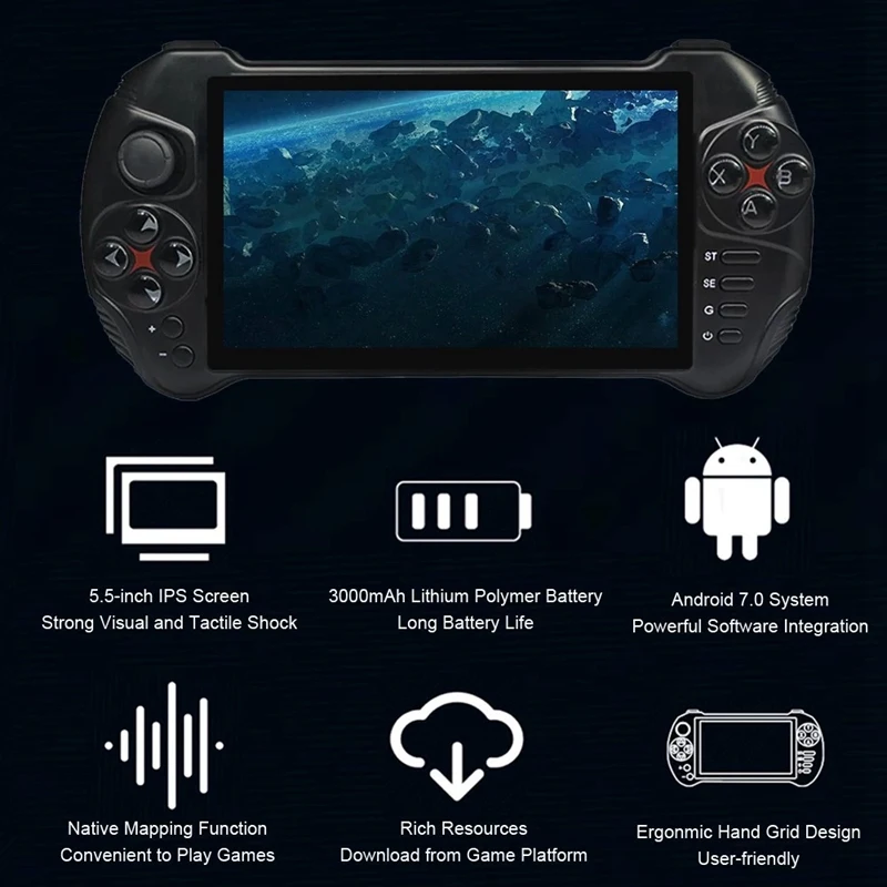 

Powkiddy X15 Android Handheld Game Console WiFi Video Game Player 5.5-Inch Press Sn MTK8163 Quad Core 2G RAM 32G ROM TF Card