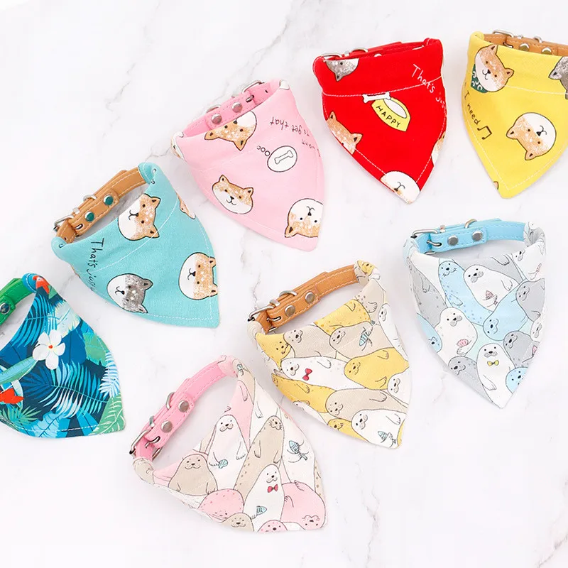 

Small Dog Collar Triangle Bandana Adjustable Cat and Dog Bib Cute Japanese Printed Dog Pet Grooming Accessories XS-L