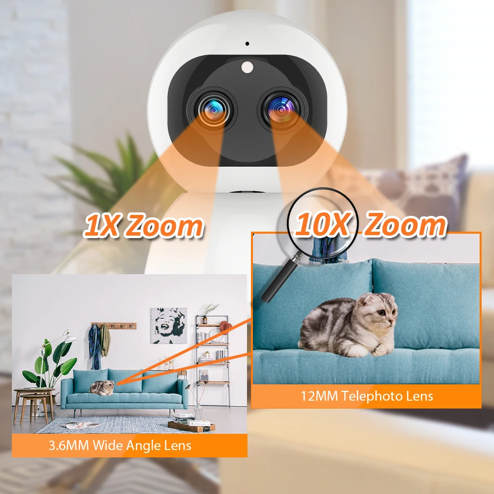 IP Камера 4MP HD 10X зум умный дом WI FI Крытый Видеоняни и радионяни AI обнаружения
