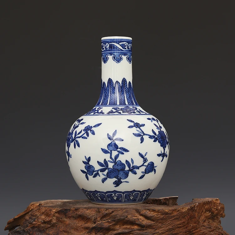 Цин цянлонг сине-белая морская вода фрукты узор келестическая Сфера ваза