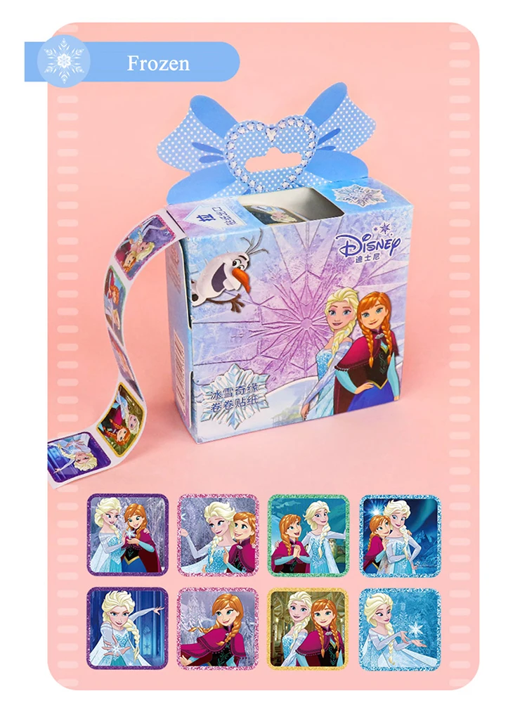 Pegatinas extra&iacute;bles de dibujos animados para ni&ntilde;os, 200 hojas en caja, Disney, Frozen, Elsa, Anna, pegatina en rollo, Princesa Sof&iacute;a, coches, poni, Juguetes-2