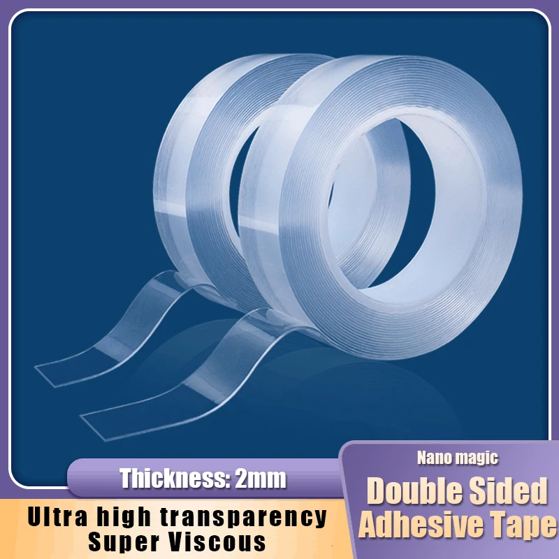 

1/3/5M Nano Tracsless Double Sided Tape Transparent No Trace Reusable Waterproof Adhesive Tape Cleanable Home Car accessories