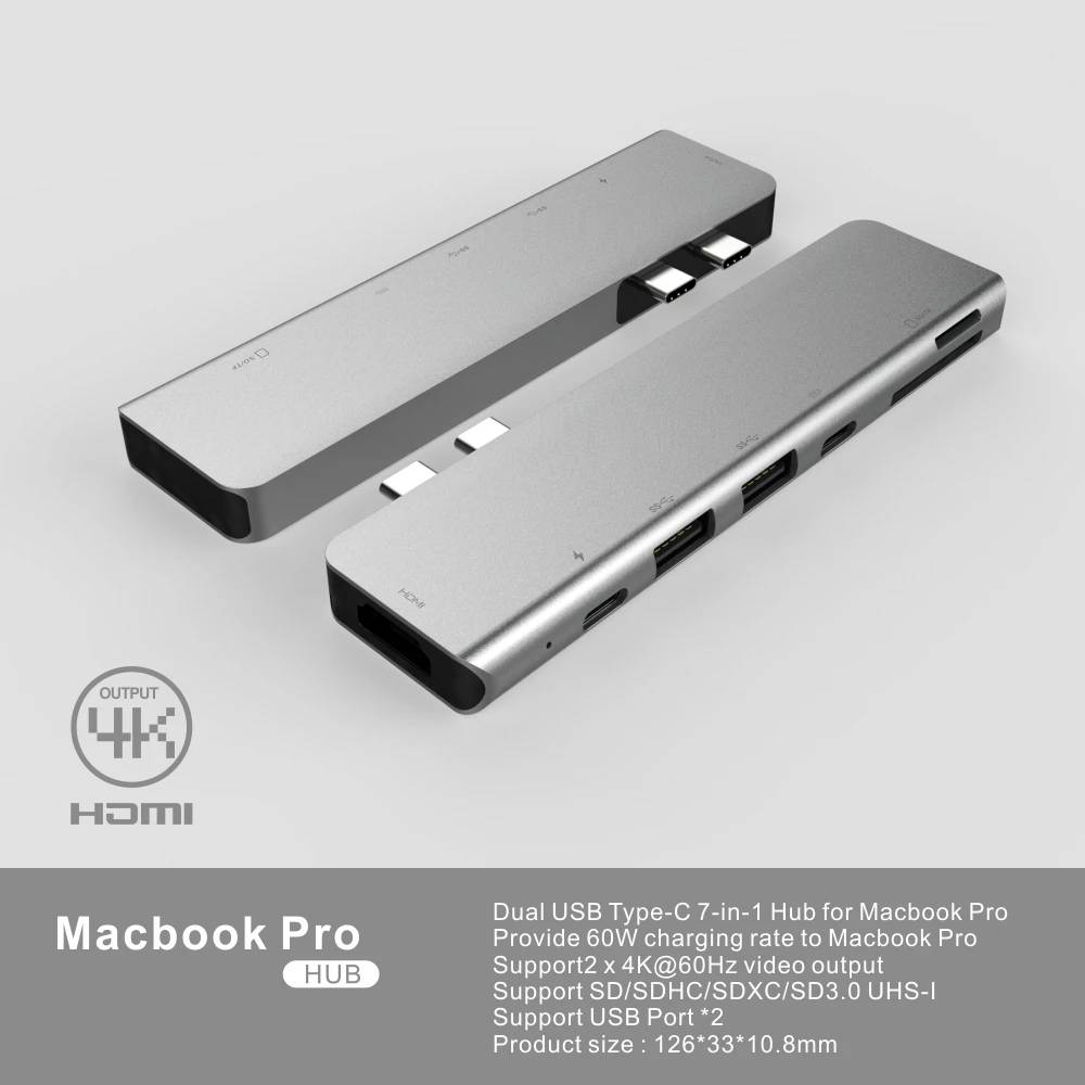 7 в 1 Тип C концентратор с HDMI USB 3 0x2 Sd Tf слот для карты 87 Вт доставка питания док