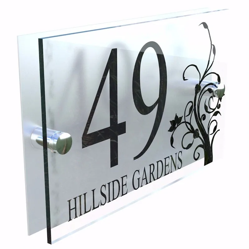 

Customized HOUSE NUMBERS SIGN PLAQUE DOOR GLASS EFFECT HIGH QUALITY ACRYLIC