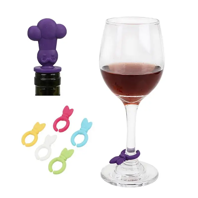 6 шт силиконовый красный маркер на стакан для вина Шарм питьевой идентификация