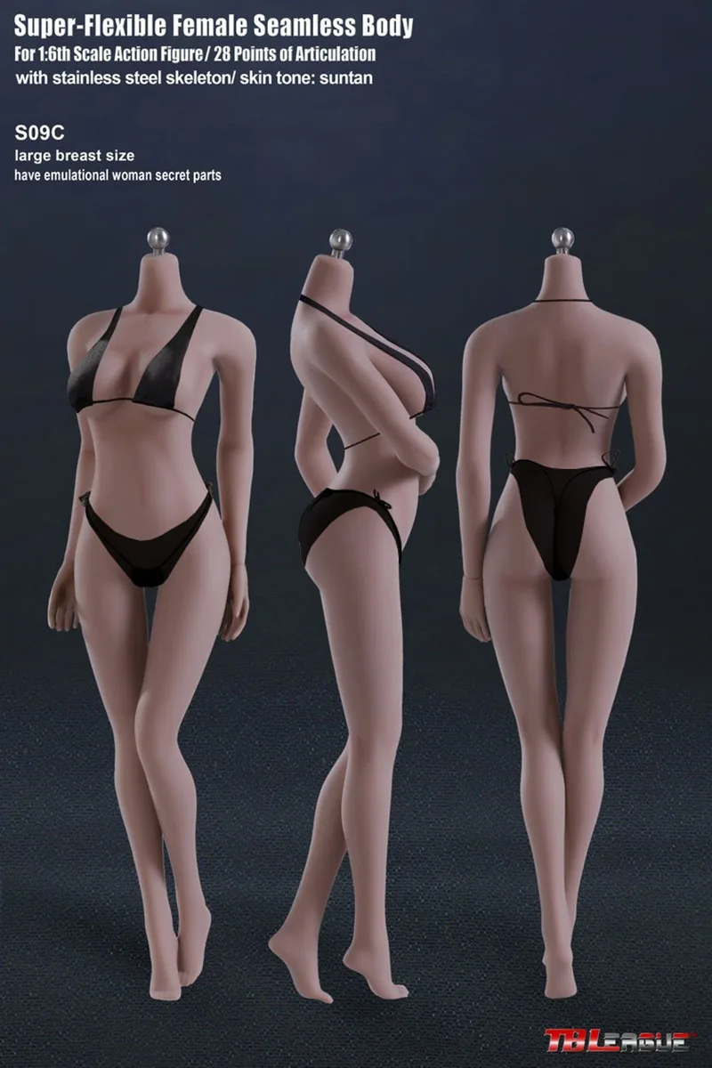 Купить TBL S09C S12D S06B S02A 1/6 Suntan Skin, супер гибкая Женская бесшовная фигурка, 12 дюймов, средний и большой бюст, модель