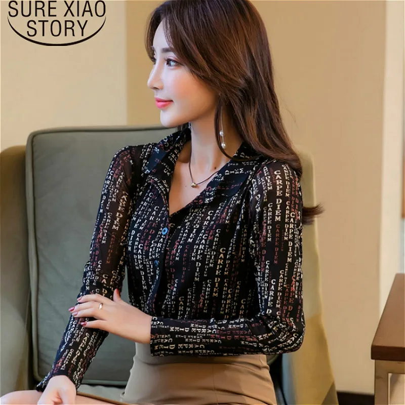 

Блузы женские, весна 2021, топы, блузка размера плюс, Топ с длинным рукавом, на пуговицах, с надписью, женская рубашка, Корейская шикарная женск...