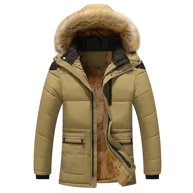 Winter Plush thickening Jacket Men Parka With Fur Hooded Quilted Padded Wadded Windbreaker warm Male Coat Parkas Korean
