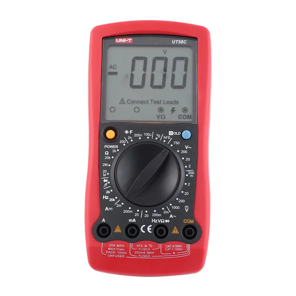 

Digital Multimeter UNIT UT58C Voltage Current Meter Handheld Ammeter Ohm Diode Capacitance Tester 1999 Counts Multitester