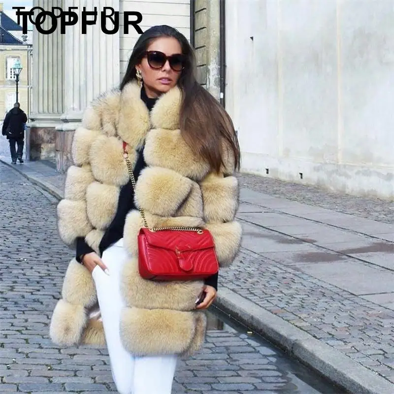 Женское пальто с натуральным мехом модное толстое лисьим зимняя куртка 80 см