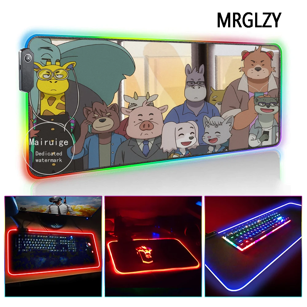 

Большой коврик для мыши MRGLZY со светодиодной подсветкой RGB, мультяшный аниме, XL, Genshin Impact, Настольный коврик, игровые аксессуары для клавиатур...