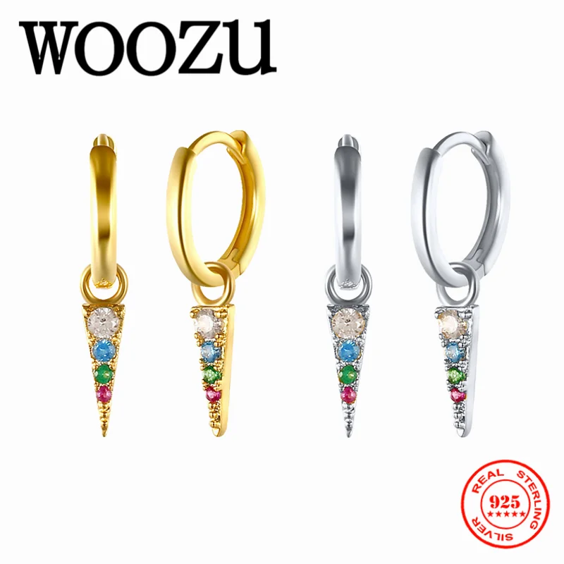WOOZU реальные 925 стерлингового серебра Цвет CZ с геометрическими фигурами