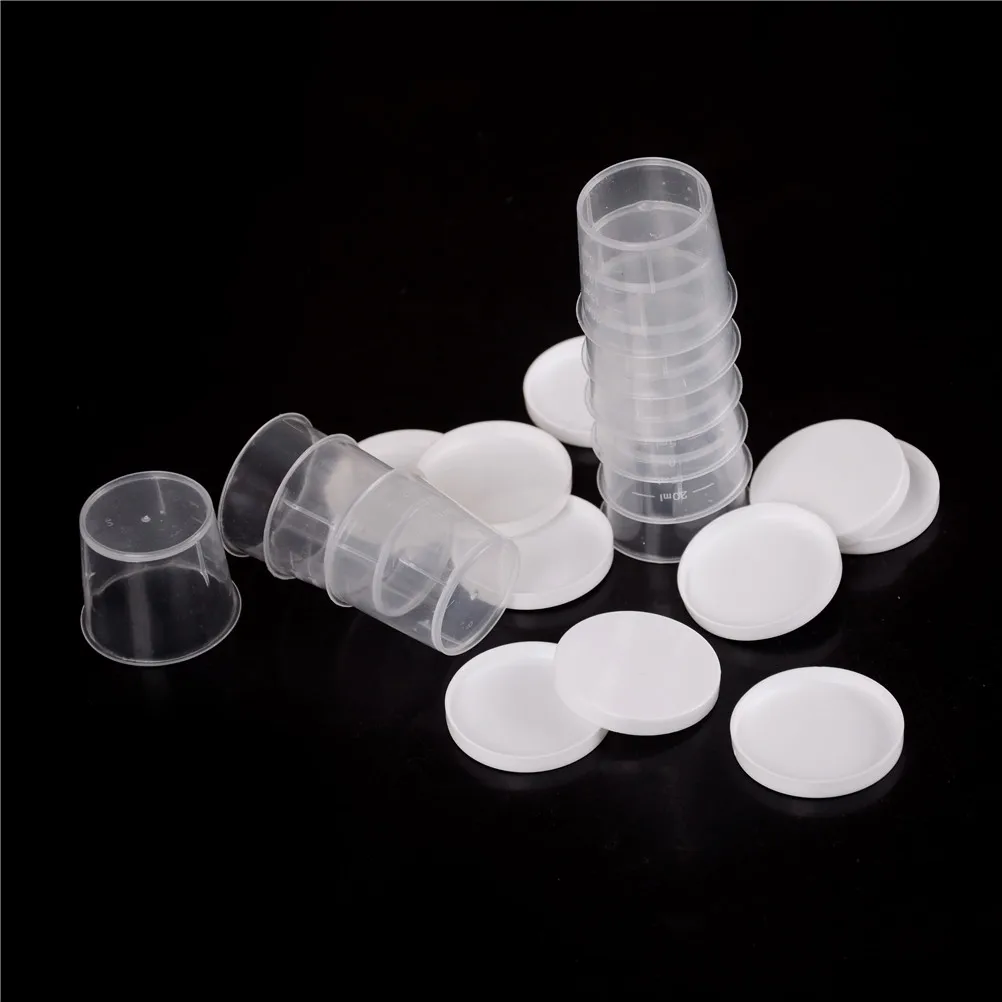 

10Pcs/set 20ml Plastic Graduated Laboratory Bottle Plastic Liquid Measuring Cups Lab Test Measuring Container Cups with Cap