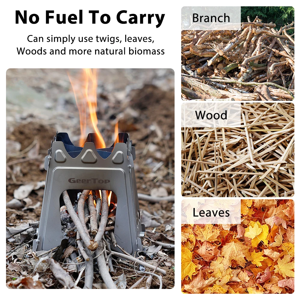 GeerTop Портативный Кемпинг дровяная плита Складная нержавеющая туристическая