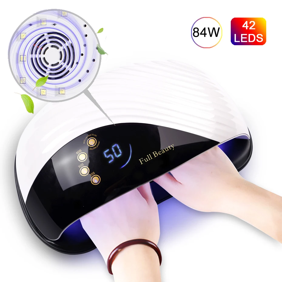 84 Вт Встроенный охлаждающий вентилятор Сушилка для ногтей Светодиодный УФ лампа