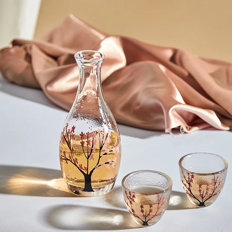 

Light Luxury Bar Sets Crystal Glass Sake Japanese Style Creativity Bar Sets Cherry Blossoms Vino Accesorio Kitchen Tools DM50BS