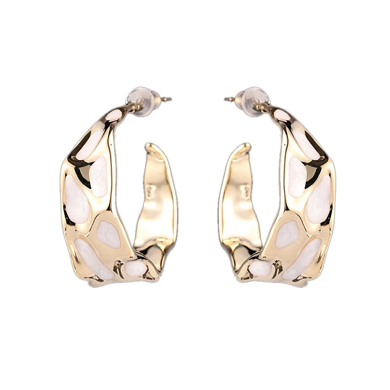 

European and American Half Circle Earrings Female Wrinkled C-shaped Simple Stud Earrings 2021New S925 Silver Needle Earrings