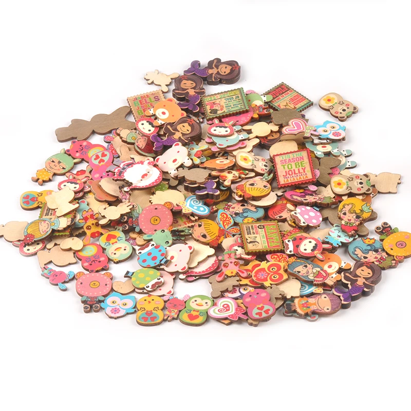 20 шт. микс девушек/животных милые деревянные украшения для рукоделия сделай сам