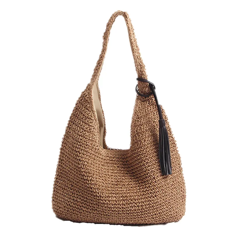 

2021 Japan and South Korea's new wild large-capacity straw bag beach bag seaside vacation ins one shoulder portable woven bag