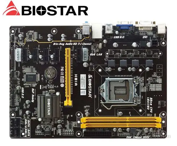 Десктопная материнская плата Б/у Майнинг BIOSTAR H81A 1150 Intel H81 доска для майнинга DDR3 16