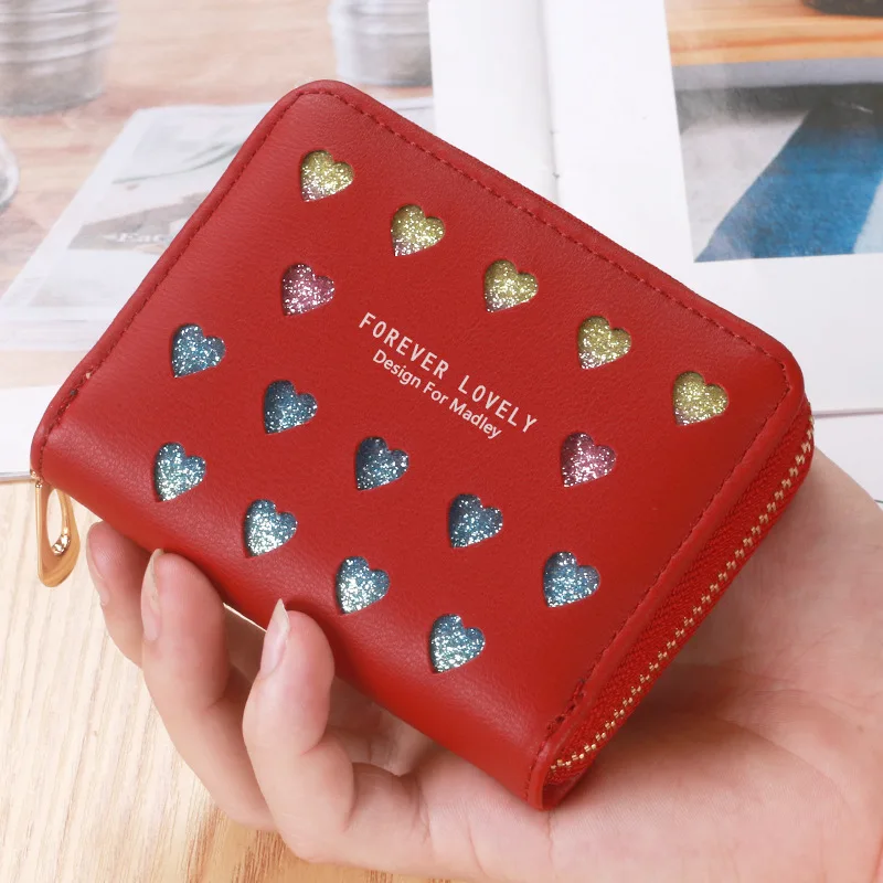 

Leather Wallets Ladies Short Purse Zipper Money Bag Color Hollow Out Clutch Female Small Coin Pockets Card Holder monedero mujer