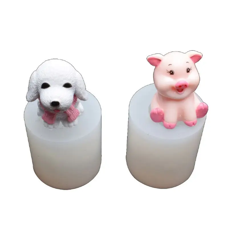 

ANGELADY 2Pcs Handmade Mini Size 3D Pet Dog Cute Pig Epoxy Resin Silicone Molds Animals Resin Casting Mold Jewelry Making Tools