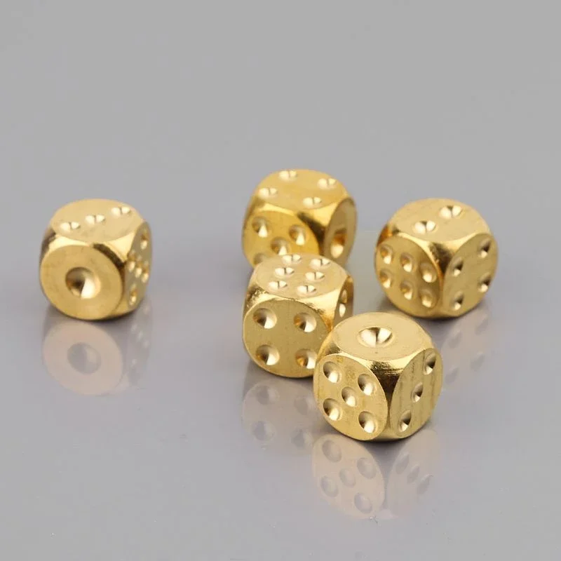5pcs Brass Dice Pure Copper Solid Dice Manual Polishing Rod/dinner Creative Mahjong Sieve Creative Small Dice Game Tool