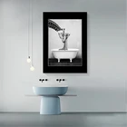 Картина в скандинавском стиле, черно-белая панда, стирка животных в ванной комнате, настенные картины для гостиной, ванной комнаты