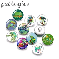 new cute animals green lizard pet 10pcs round photo 18mm snap buttons for 18mm snap necklace diy findings jewelry