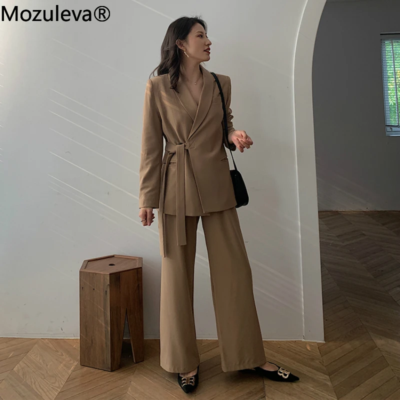 Женский винтажный комплект из двух предметов блейзер и свободные брюки со