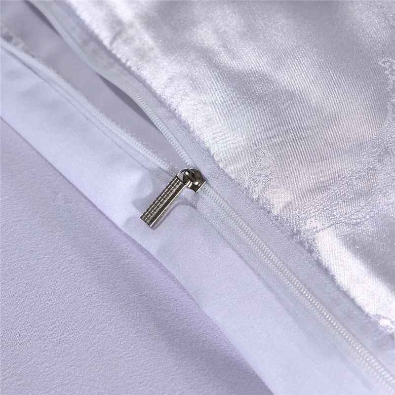 

2020 New Satin Jacquard Bedding Set Luxury Solid European Style 2/3 Pieces Duvet Cover Pillowcases for Queen King Bed Size