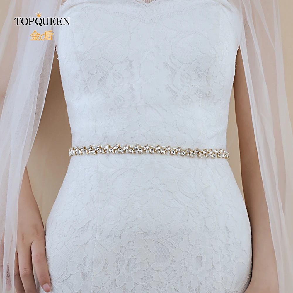 TOPQUEEN S383-G золотые стразы бусины свадебный пояс жемчужное свадебное платье ремень