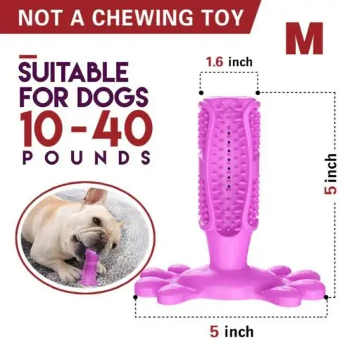 Pink M Зубная щетка для собак, игрушка для жевания, собачка, кисточка палочка, мягкая резиновая зубная щетка для чистки зубов, массажная зубная паста для маленьких собак, домашних животных, зубная щетка es - Цвет: Pink M