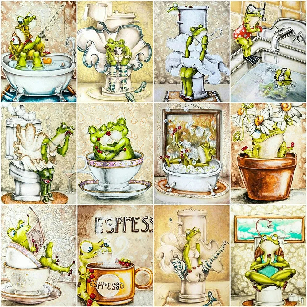 

Sontonga 5D Diy Diamond Painting Frog Rhinestone Pictures Diamond Embroidery Animals Full Square Mosaic Art Home Decoration