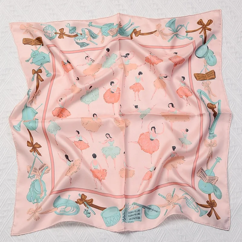 

Ballet Girl Print 100% Silk Bandana Scarf Wraps 68*68cm