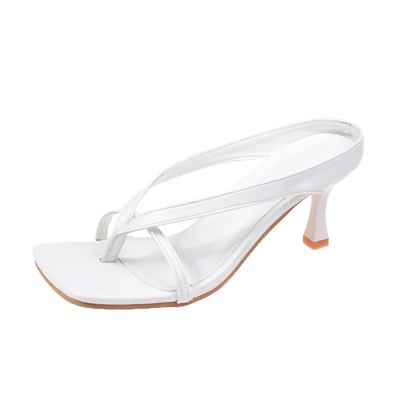 

2021 Summer New Fashion Women's Slippers Ladies Sexy High Heel Slippers Females Square Head Open Toe Clip-On High Heels Shoes