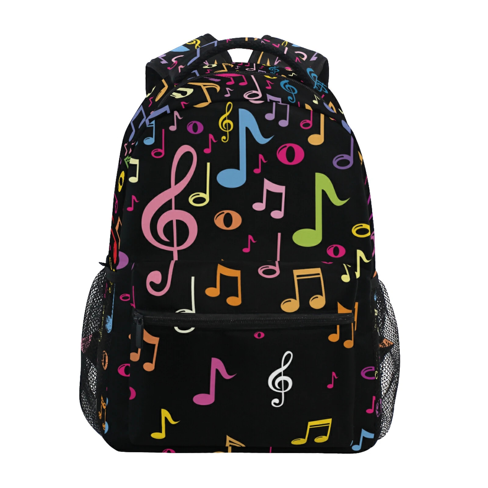 Рюкзак с принтом музыкальных нот для мальчиков и девочек, школьный ранец черного цвета для студентов и подростков, дорожная сумка, 2022