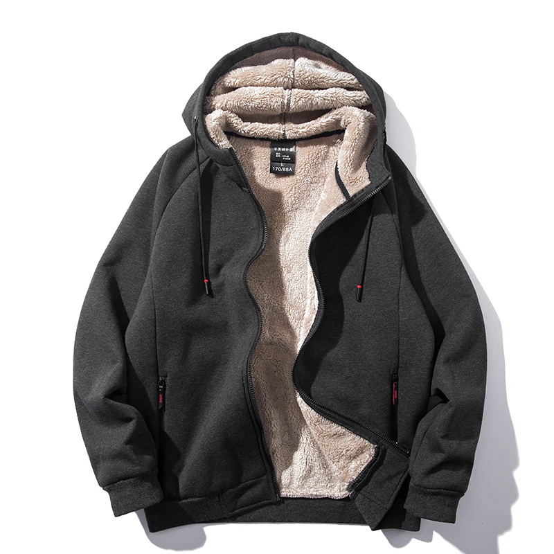 

Winter Lamb cashmere hoodie men plus size fleece hooded Hoodie lamb cashmere jacket plus size jacket men casual Hooded coat 8XL